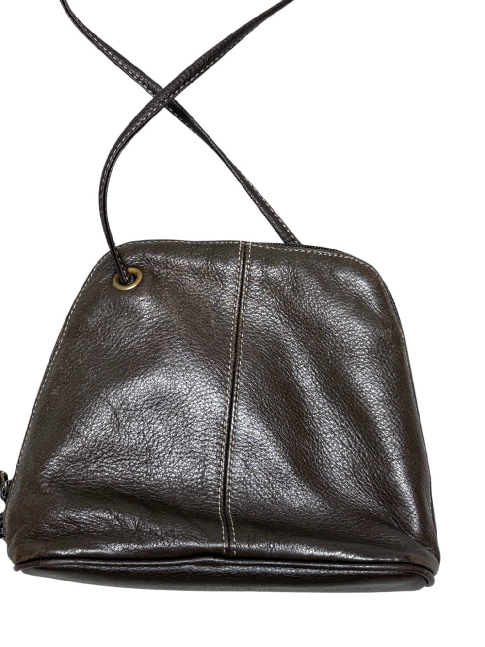 bag Italy vintage brown soft leather crossbody small multipocket minimalist boho